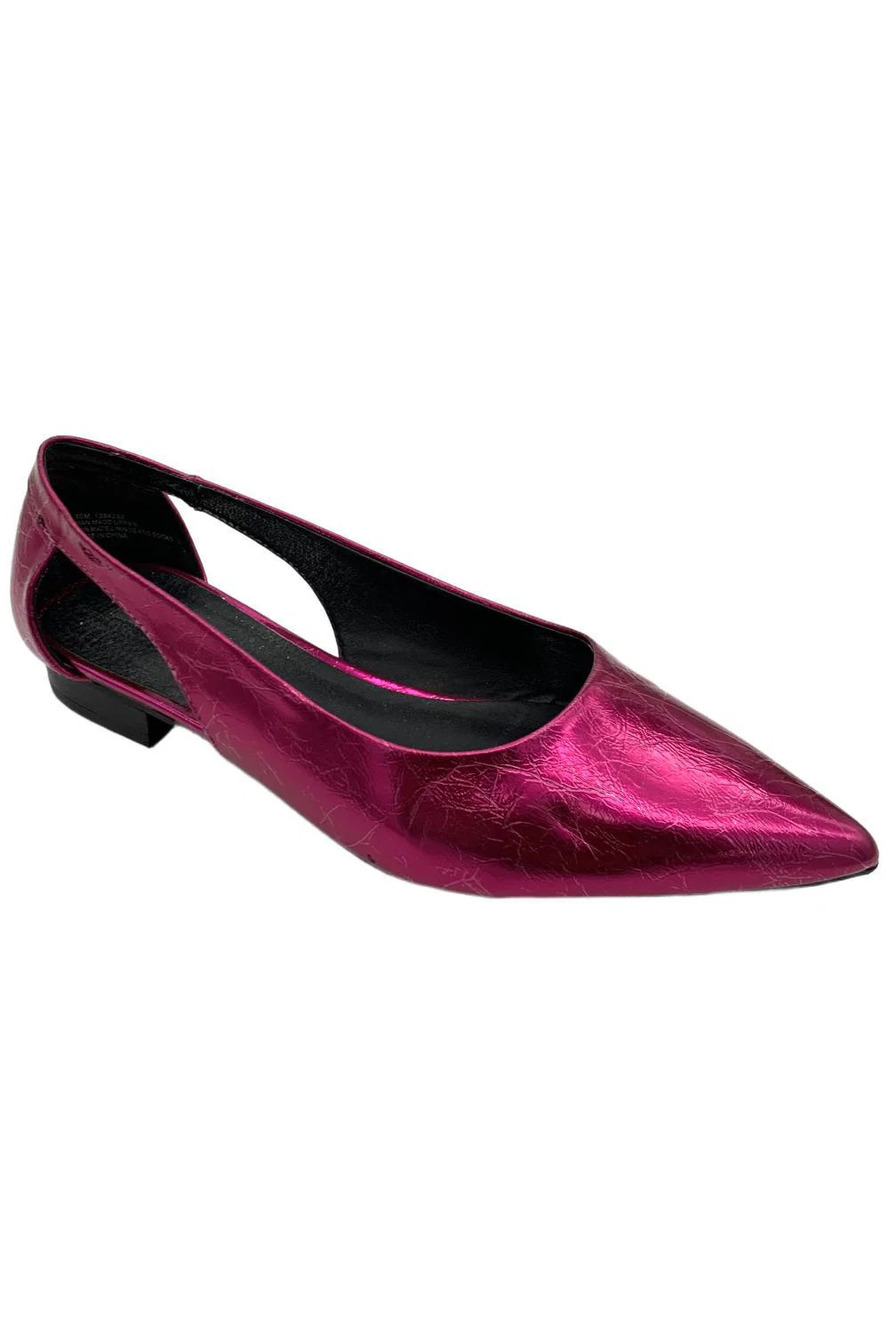 Masseys Women's Ava Mesh Slip-On Pointed Toe Flats Fuchsia/Metallic - Medium